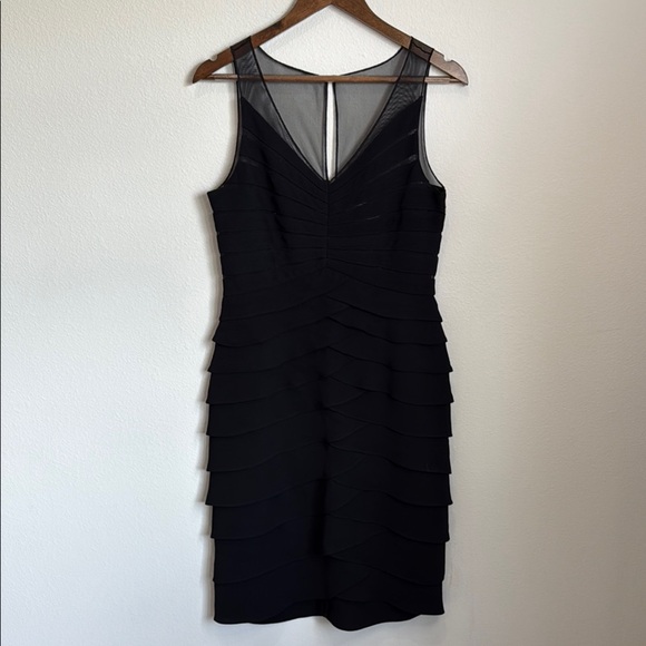 Eliza J Black Fitted Tiered Sleeveless Evening Dress Size 10 - Picture 2 of 6